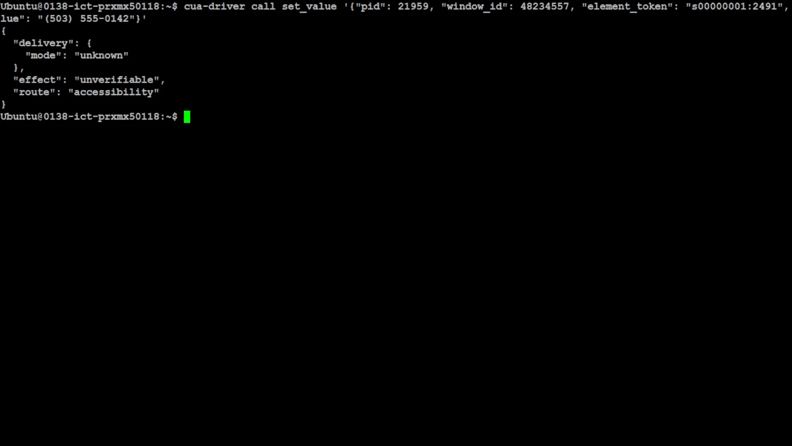 cua-driver list windows output returning the Firefox patient registration window with process ID 21959 and window ID 48234557 cua-driver list windows output returning the Firefox patient registration window with process ID 21959 and window ID 48234557