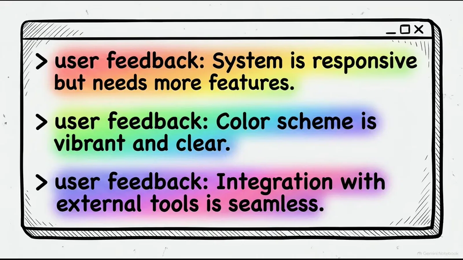 feedback.txt editor panel listing three raw user feedback lines about responsiveness, the color scheme, and external tool integration that the Jev classification API is about to label. feedback.txt editor panel listing three raw user feedback lines about responsiveness, the color scheme, and external tool integration that the Jev classification API is about to label.